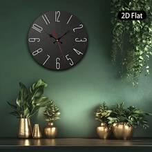Single Piece, 2D Flat Wall Clock, 10inch, Black Wood Grain Design With White Numbers, Suitable For Decorating Living Rooms, Bedrooms, Offices, Kitchens, And Dining Rooms, 2D Flat Model,Mothers Day Gift,Adornos Para Sala,Sunflower,House Essentials - Style/Multiple Colors/10in/25cm - View 7