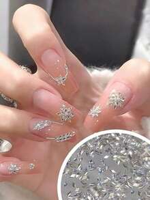 200 Ultra Sparkly Mini Diamond-Cut Rhombus Flatback Rhinestones Nail ArtCharms Nails - White - View 3