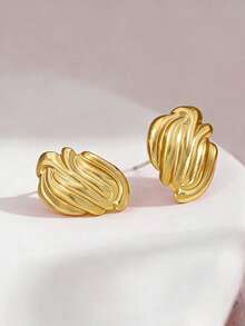1 Pair 304 Stainless Steel Asymmetrical Earrings, Suitable For Summer Travel And Vacation Wear, Mother's Day Gift - Gold - View 6