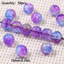 Hạt thủy tinh nứt có vân đẹp mắt, kích thước 8/10mm, nguyên liệu làm đồ trang sức thủ công DIY. - những hạt cườm đứt rời - Xem 18