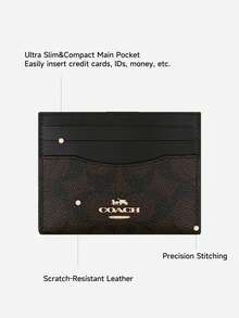 Coach Women's Mini Slim ID Card Holder Canvas Pocket Wallet Credit Card Case - Rust Brown - View 5