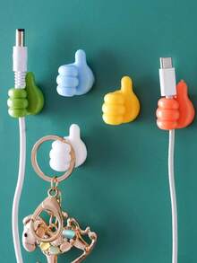 50/30/10pcs Thumb Clips, Cartoon Hand-Shaped Sticky Clips, Cable Organizers, Finger Clips, Silicone Charging Cable Organizers, Phone And Data Cable Management Hooks, Multi-Function Cable Fixers, Battery And Power-Free Cable Management Accessories - Multicolor - View 5