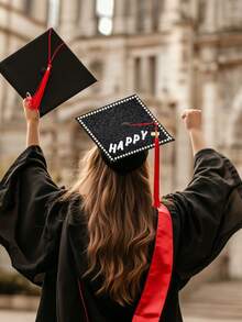 9/3pcs Graduation Cap DIY Glitter Paper Decoration Set, Graduation Cap DIY Decoration Materials, Graduation Photo Prop, Back To School Graduation Cap Decor, Creative DIY Decor For Graduation Gown, DIY Craft Materials For Graduation Party, Graduation Ceremony Small Gift - View 2
