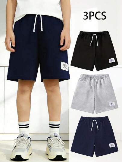 3 件套男童夏季纯色休闲短裤