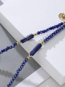 1 chiếc vòng cổ đá Lapis Lazuli hiệu National Elegance dành cho nữ, kiểu dáng choker đính hạt pha lê, đa năng và có thể đeo nhiều lớp, là món quà trang sức lý tưởng để đeo hàng ngày. - vòng cổ - Xem 4