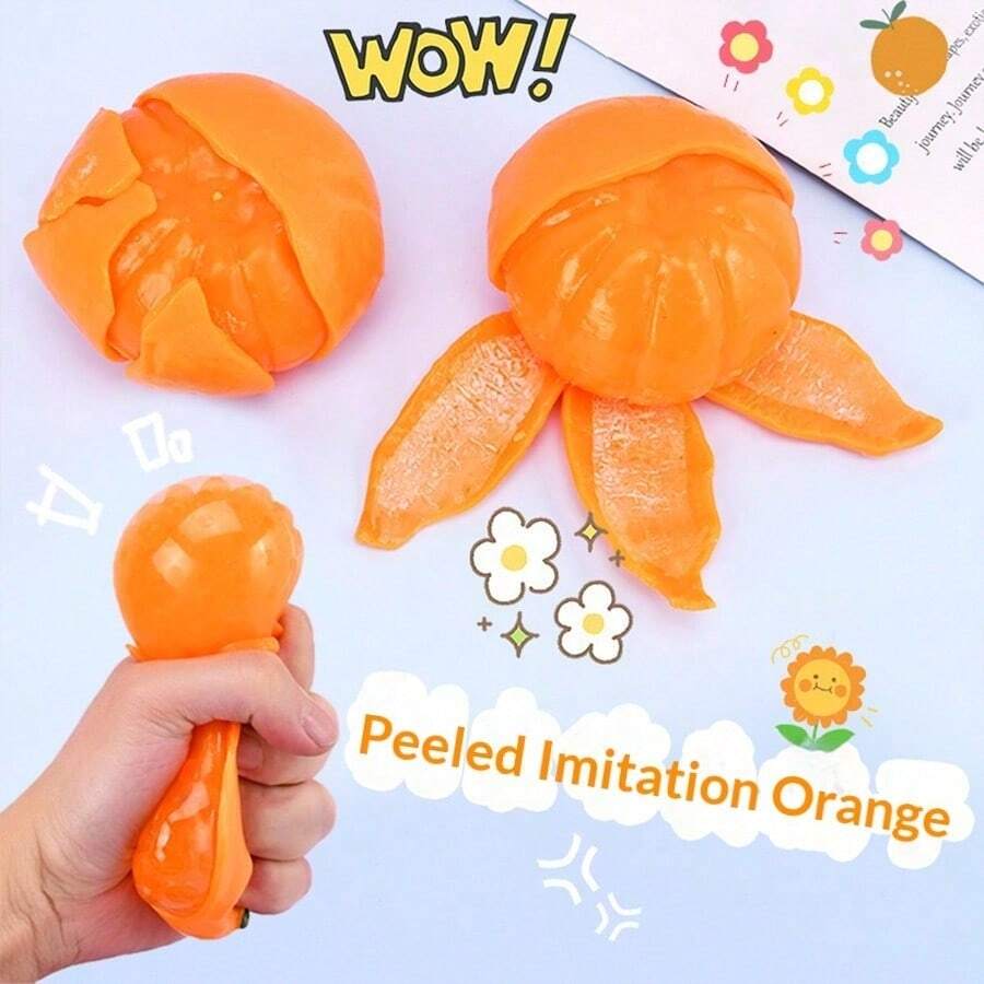 8pcs Creative Peeling Orange Squeeze Toys, Stress Relief Toys, Prank Toys - A - View 1