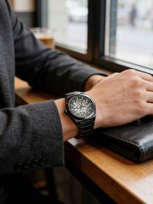 Fossil ME3206 男士骷髅头设计腕表，灰色不锈钢表带，自动机械机芯，简约运动腕表，完美的生日/周年纪念礼物 - 灰色 - 查看 3