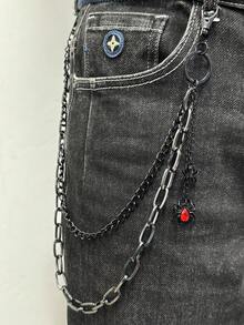 1 mặt dây chuyền hình nhện máu thời trang Âu-Mỹ, dây xích quần hai lớp màu tối, phụ kiện đường phố đa năng dành cho cả nam và nữ. - Nhiều màu - Xem 1