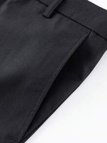 Men's Suit Jacket And Trousers, Solid Color Formal Elegant Business 2 Pieces Set, Including One Jacket With Two Buttons And Matching Pants, Suitable For Commuting, Work And Business Travel - Black - View 6