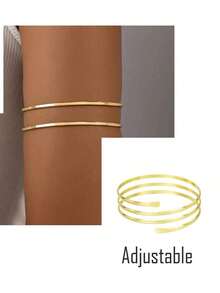 4pcs Women's Arm Cuff Bracelet Set, Minimalist Adjustable Arm Bands - A0021T-12 - 查看 4