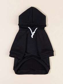 1 pieza Sudadera básica cómoda y cálida de color dopamina, adecuada para gatos y perros, para interiores y exteriores - Negro - Ver 2