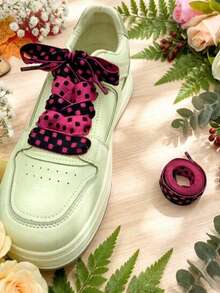 1 pereche șireturi rotunde late cu buline, 100 cm, la modă, potrivite pentru adidași/pantofi de skate/pantofi casual, doar șireturile, pantofii nu sunt incluși - Roz fierbinte - Vizualizare 6