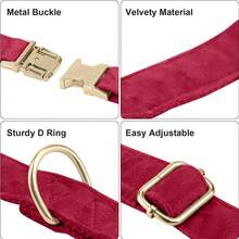 1pc Velvet Material Pet Dog Collar, Soft & Comfortable Adjustable Dog Collar With Metal D-Ring, Quick Release Safety Buckle, Suitable For Small To Medium To Large Dogs, All Season, Fashionable, Colorful, Retro Cute, Minimalist - Burgundy - View 5