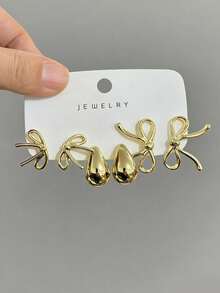 Bộ 3-9 đôi khuyên tai vòng dày mạ vàng, khuyên tai vàng dày ít gây dị ứng dành cho nữ. - Vàng - Xem 2