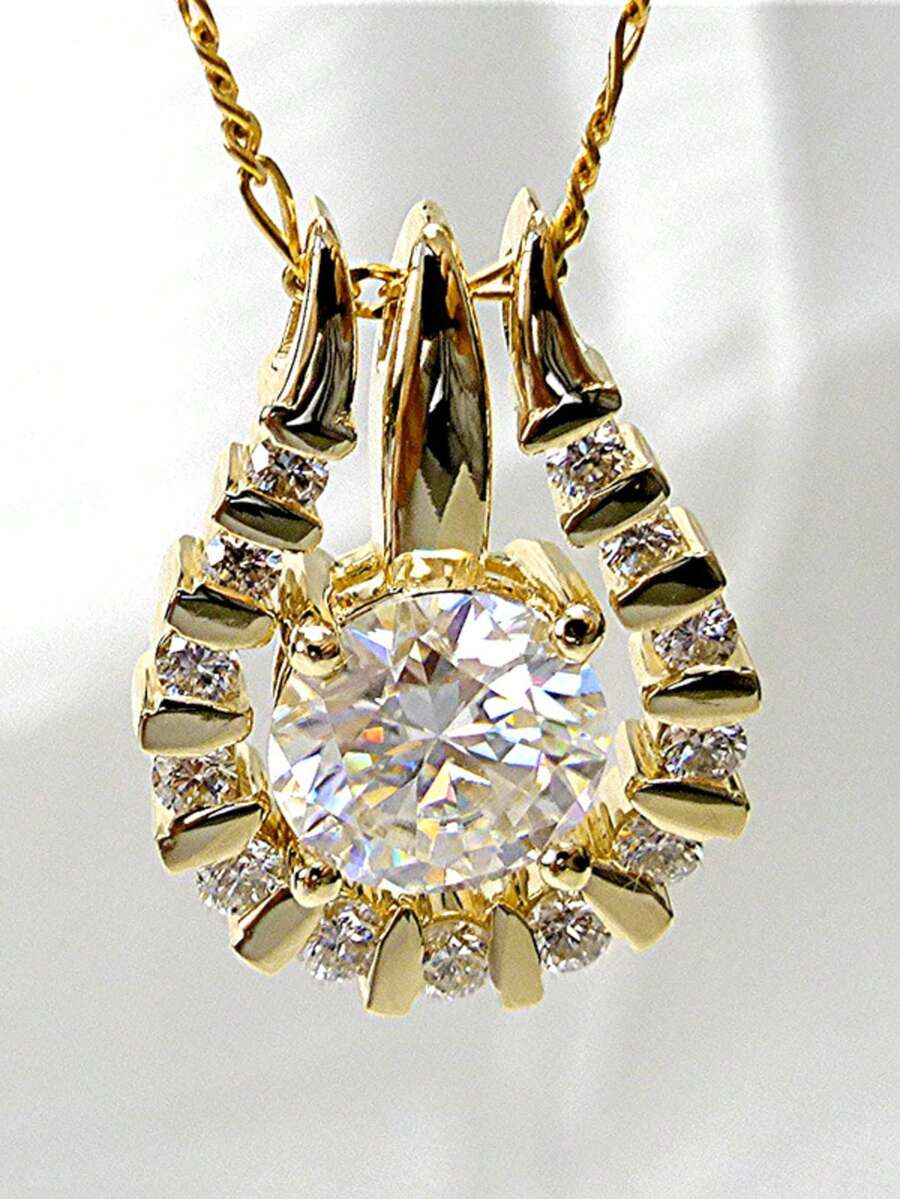 Một chiếc vòng cổ mặt dây chuyền thanh lịch, duyên dáng và thời trang, phù hợp cho các bữa tiệc hàng ngày, những chuyến đi biển mùa hè, đám cưới, quà tặng đính hôn và quà sinh nhật. - Vàng - Xem 1