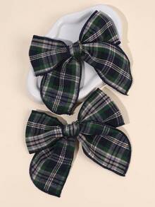 2 piezas Lazos de pelo verdes para niñas con decoración a cuadros, Pinzas de cocodrilo de cola corta delicadas, elegantes, dulces y suaves, Pasadores de pelo para fiestas, diario, festivales, vacaciones, regalos de boda, accesorios de pelo para adolescentes - Verde - Ver 5