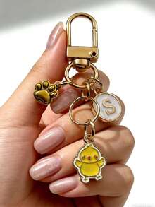 Y2K Chicken Keychain, Personalized Gift For Girls - Yellow Chick - View 1