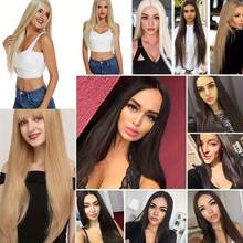 Extensiones de cabello sintético de 60 cm de largo, con 5 clips, aptas para uso diario y fiestas, fabricadas con fibra resistente al calor. - 613# - Ver 7