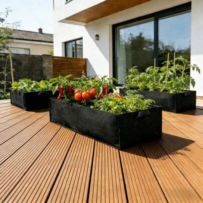 1个2026新款大号黑色无纺布种植袋，长方形植物种植袋，透气花园种植袋，适用于水果、蔬菜、苗圃，现代风格，耐用防风雨长方形种植箱，落地式，包含室内/室外配件