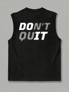 1 chiếc áo tank top nam mùa hè in họa tiết cổ tròn kiểu dáng thường ngày - màu đen - Xem 3