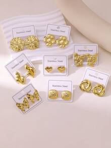 优雅奢华的油压耳环套装，采用优质不锈钢制成，适合日常佩戴、婚礼、派对、度假以及母亲节礼物。 - 新耳環 - 查看 2