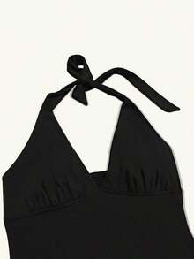 Elegant Fashionable Deep V-Neck Sleeveless Mini Dress, New Summer Collection Black - 黑色 - 查看 12