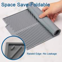 1 miếng lót thoát nước bằng silicon, miếng lót thoát nước có lỗ chéo, miếng lót thấm hút, dùng cho mặt bàn bếp, thớt, lót tủ lạnh và ngăn kéo, miếng lót thoát nước bằng đất tảo cát dẻo cho bát đĩa, dễ vệ sinh, chống trơn trượt, chịu nhiệt. - Xám - Xem 7