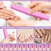 Pink Rhombus Sponge Nail File, Double-Sided Buffing Manicure Tool - Pink - View 5