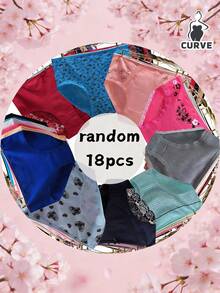 18pcs/Pack Randomly Assorted Cotton Plus Size Briefs Panties For Women - Multicolor - View 5