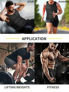 Men's Double Waist Cinch Shapewear Zipper Closure Abdominal And Bust Support Vest Gym Sweat-Proof Body Shaper Sculpting Belly Fat - Black - View 5