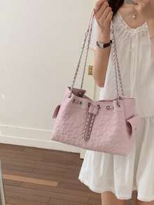 Women's New Fashion Spring And Summer Houndstooth Chain Bag, Large Capacity Tote Bucket Bag, Versatile Crossbody Shoulder Bag - Rectangle - View 4