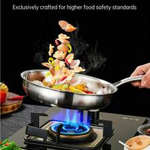 Chảo nấu ăn bằng thép không gỉ có tay cầm cách nhiệt, chảo chống dính bằng thép không gỉ 304 có nắp đậy (kích thước 12/10.25/8.5 inch) - Xem 10