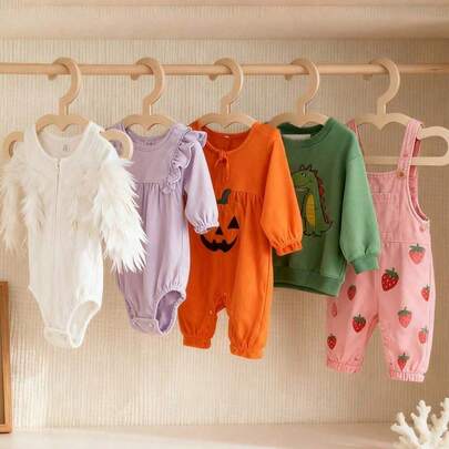 1/5件装北欧风木质小熊云朵儿童衣架，创意宠物及婴儿服装架