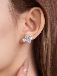 Bông tai Moissanite bạc 925, thiết kế tối giản sang trọng, không gây dị ứng, chống oxy hóa, đa năng, quà tặng cho Ngày Valentine, Ngày của Mẹ, đám cưới, lễ đính hôn, sinh nhật, đựng trong hộp quà kèm giấy chứng nhận. - Bạc - Xem 5