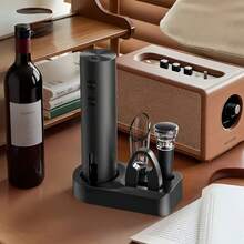 Rechargeable Electric Wine Bottle Opener With Foil Cutter, Pourer, Vacuum Stopper And Storage Base, Type-C Charging Automatic Corkscrew - Multicolor - View 5