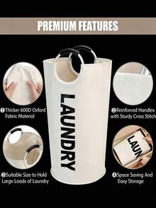 Modern Laundry Hamper With Round Ring Handles, Extra Large Storage Capability Dirty Clothes Basket For Dorm Room Residents Efficient Laundry Bag To Keep Spaces Neat And Tidy In Every Room Of The House. Collapsible Hamper Foldable Storage Laundry Storage Home Organization Storage Containers, Space Saving Design - Multicolor - View 5