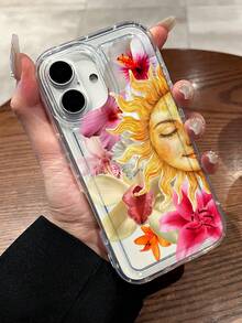 抽象太阳脸花卉印花透明手机壳，兼容 13/11/17/17 Pro/16/14/15/15 Pro/15 Plus/15 Pro Max/7 Plus/8 Plus/X/Xs Max/Xr/11 Pro/12 Pro/13 Pro/14 Pro/12 Mini/13 Mini/11 Pro Max/12 Pro Max/13 Pro Max/14 Pro Max/14 Plus/17 Pro Max/17 Air/6/6s Plus/7/8/16 Pro/16 Plus/16 Pro Max/SE2/17 Pro Max 和三星 Galaxy A54/A14/A12/A13/A15/A32/A33/A24/A52S/S20/S21/S22/S23/S24/S23 Plus/S24 Ultra/S25/A15/A33/A23。 - 彩色 - 查看 2