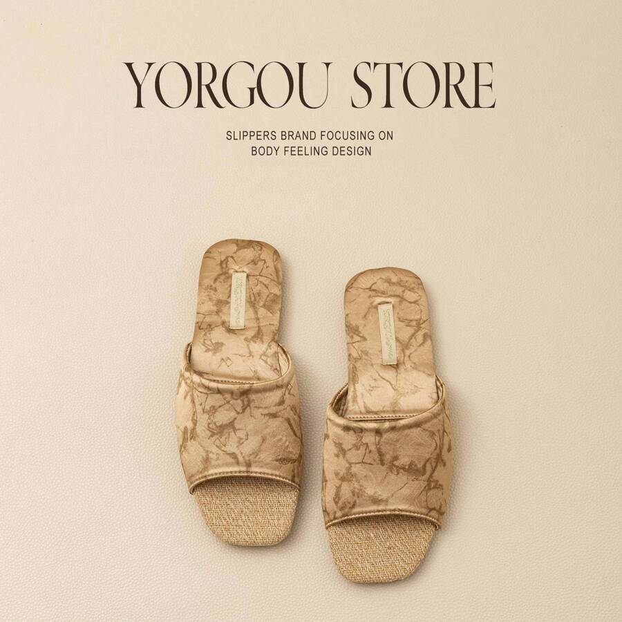 1pc Premium Linen Slippers, Women's All Season Indoor Anti-Slip Slippers, Vintage Floral Print Elegant & Comfortable, Natural Linen Breathable Material Soft & Firm Slippers