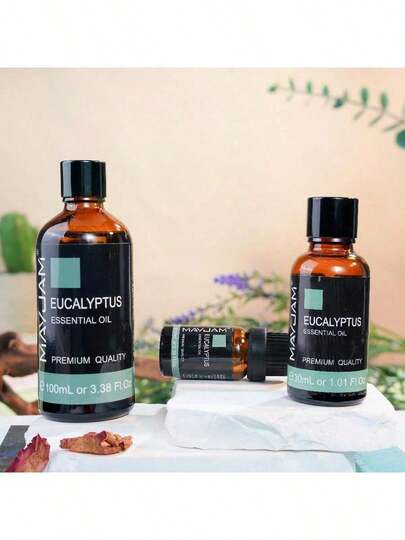 MAYJAM 1pc Premium 10/30/100ml Eucalyptus Essential Oils For Diffusers,Reed Diffusers,Humidifier,Candle And Soap Making,Pure Essential Oils For Diffusers For Home Aromatherapy Skin Care Revive Relieve Sleep, Living Room And Office Air Purification,Ideal Gifts