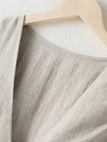 Bộ vest và quần tây bằng vải lanh dành cho nữ, thích hợp cho mùa xuân/hè. - Màu Xám nhạt - Xem 4