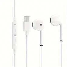 USB-C 耳机，专为 iPad Pro 和 15 Pro、16 Pro 设计，具有 Hi-Fi 立体声、有线连接、麦克风和音量控制功能，兼容三星 S23 Ultra、S22、S21、Note20、A54、Pixel 9、8、7、6、6A、5、4 和 9。 - 白色 - 查看 11