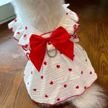 Cute Heart Print Dog Cat Dress With Bow Decoration - Perfect For Birthdays And Holidays - Ideal For Small, Medium,Dogs And Kittens,Pet Dog Princess Dress Soft Lightweight Breathable Thin Dog Skirt Hot - Red - View 19