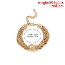 1pc New Exaggerated Punk Style Multi-Layer Chain & Ball Decor Bracelet, Versatile Tassel Chain Bracelet For Women, Suitable For Street, Party, Daily Wear - Yellow Gold - View 4