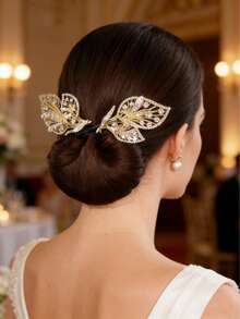 1个高品质闪亮水晶叶子发夹，适用于丸子头、半丸子头等发型，适合晚宴、婚礼、舞会、母亲节等场合，可作为送给妈妈或伴娘的礼物（金色、蓝色、黑色），可轻松打造丸子头，法式优雅丸子头造型夹，防滑发饰，春夏丸子头装饰，水钻花朵发夹，适合节日和旅行。 - 彩色 - 查看 3
