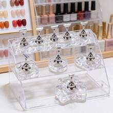 1个心形和熊图案可重复使用磁性亚克力美甲展示架，云朵形便携式假指甲展示架，美甲工具 - 彩色 - 查看 5