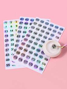 3pcs 1-180# Laser Numbered Nail Polish Bottle Labels, Waterproof Round Stickers With Solid & Laser Effects, DIY Manicure & Beauty Supplies For Home And Salon Use, Back To School Essential - Multicolor - View 8
