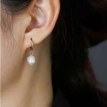 1 đôi bông tai mặt dây chuyền ngọc trai Baroque, trang sức cao cấp phù hợp cho phụ nữ đeo hàng ngày. - Vàng - Xem 6