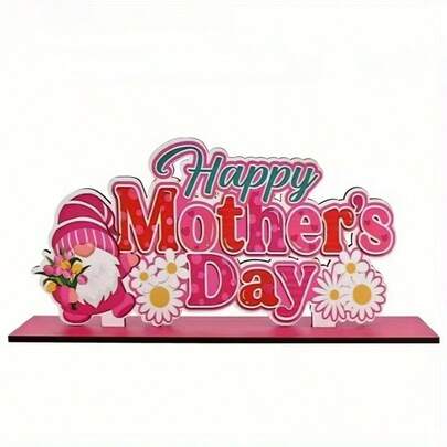 1 tấm bảng trang trí bằng gỗ mừng Ngày của Mẹ, vòng hoa trang trí tiệc, quà tặng ngày lễ hoàn hảo, trang trí nhà cửa, biển hiệu gỗ phẳng mừng Ngày của Mẹ, đồ trang trí bàn làm việc thủ công, với dòng chữ "Chúc mừng Ngày của Mẹ", thiết kế hoa và điểm nhấn hình trái tim, món quà hoàn hảo dành cho mẹ, biển hiệu trang trí.