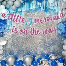 MA Little Mermaid Is On The Way Banner - Girl Baby Shower Decorations - Under The Sea Welcome Baby Girl Mermaid Themed Baby Shower Party Decorations Pink GlitterN - 粉色 - 查看 4