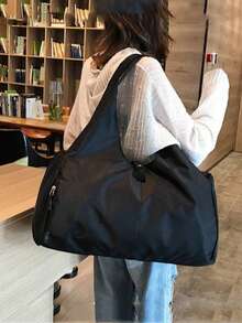 Bolso de hombro deportivo y de fitness para exteriores, impermeable, de nailon ligero, de gran capacidad, de tela Oxford, de moda - Negro - Ver 3